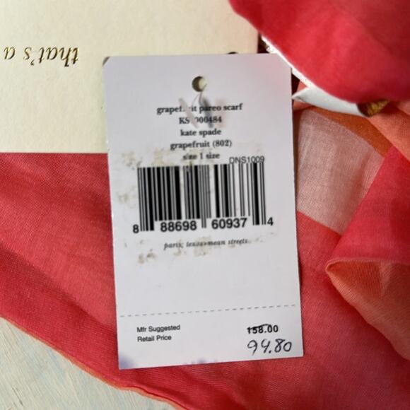 NWT Kate Spade Grapefruit Pareo Scarf Sarong Wrap Cover Up - Picture 6 of 9